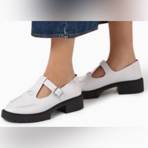 NEW Coach Liv Mary Jane, White Loafer with Black Chunk Platform Sole Sz 8